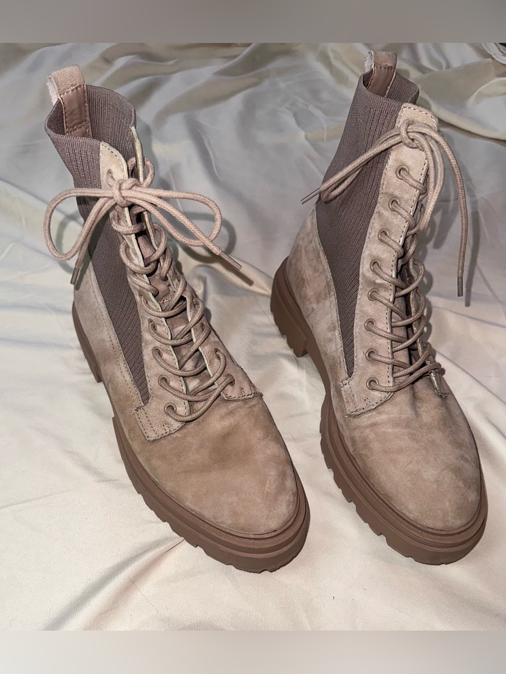 Steve Madden Arlow Women’s Lace-Up Suede Combat Boots - Taupe - Size 10M